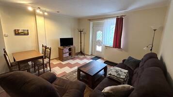 TV, DVD player, ping pong