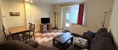 TV, DVD player, ping pong