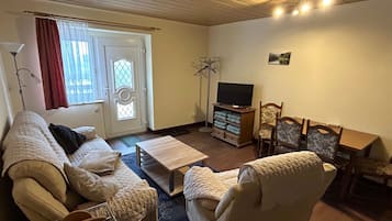 TV, DVD player, ping pong