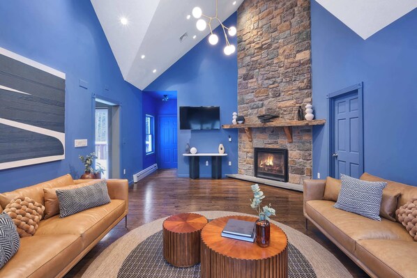 Smart TV, fireplace, video games, foosball