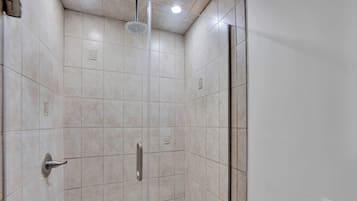 Shower, eco-friendly toiletries, hair dryer, towels