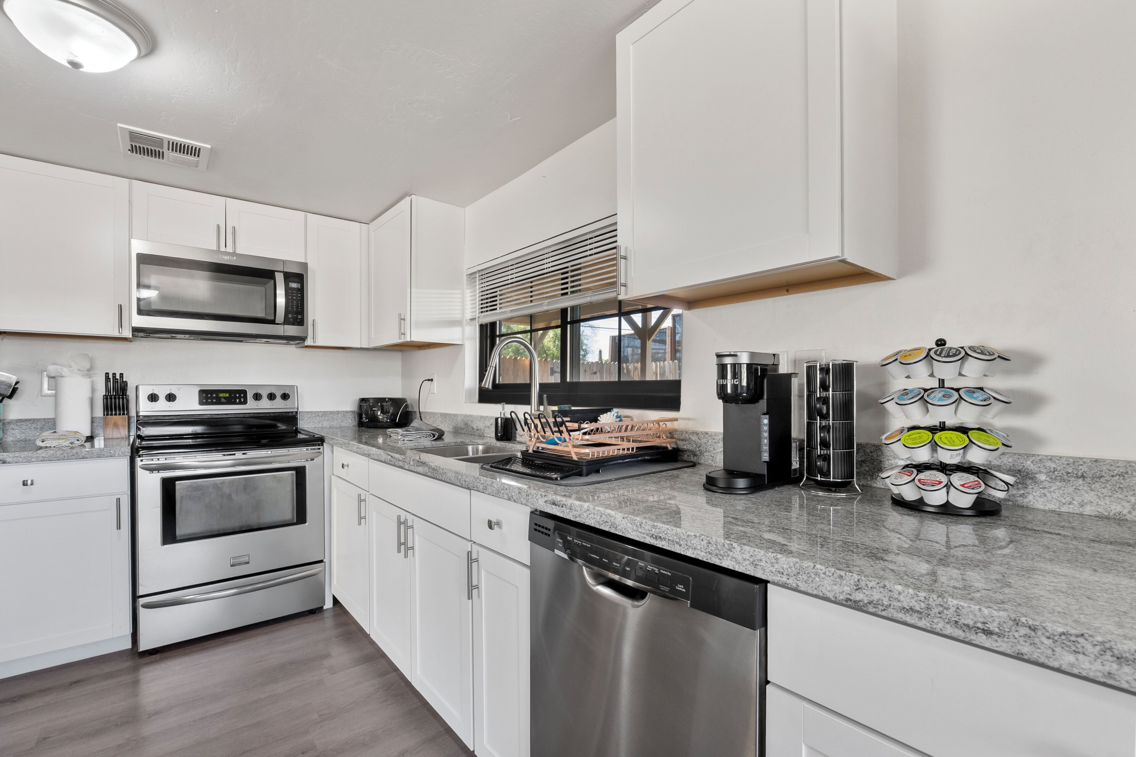 Microwave, oven, stovetop, dishwasher