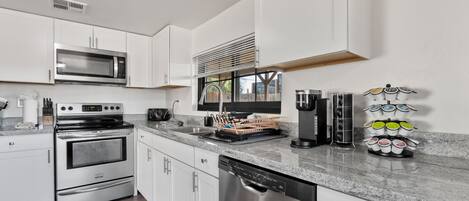 Microwave, oven, stovetop, dishwasher