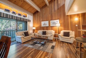 TV, fireplace - Creekside Chalet, Stay for 6 (Kings Beach)