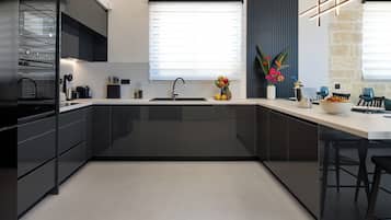 Luxury Villa, Garden View | Private kitchen | Espresso maker, electric kettle, toaster, cleaning supplies