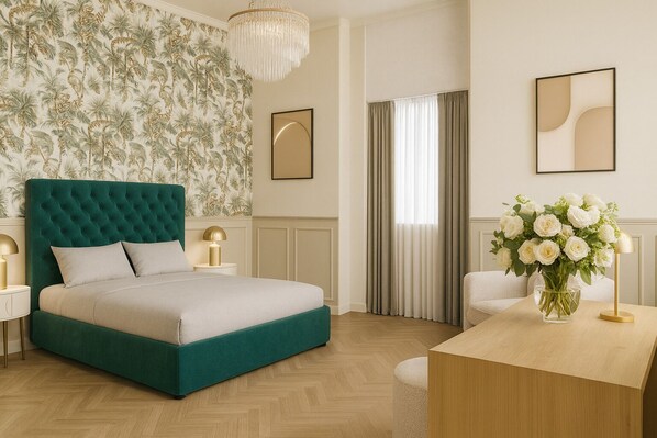 Habitación doble estándar | Caja de seguridad en la habitación y escritorio 