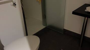 Een haardroger, handdoeken, zeep, toiletpapier