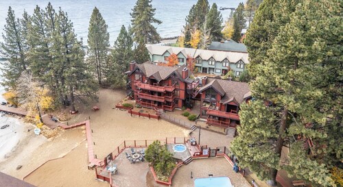 Steps to Lake Tahoe • Fireplace & Resort Amenities