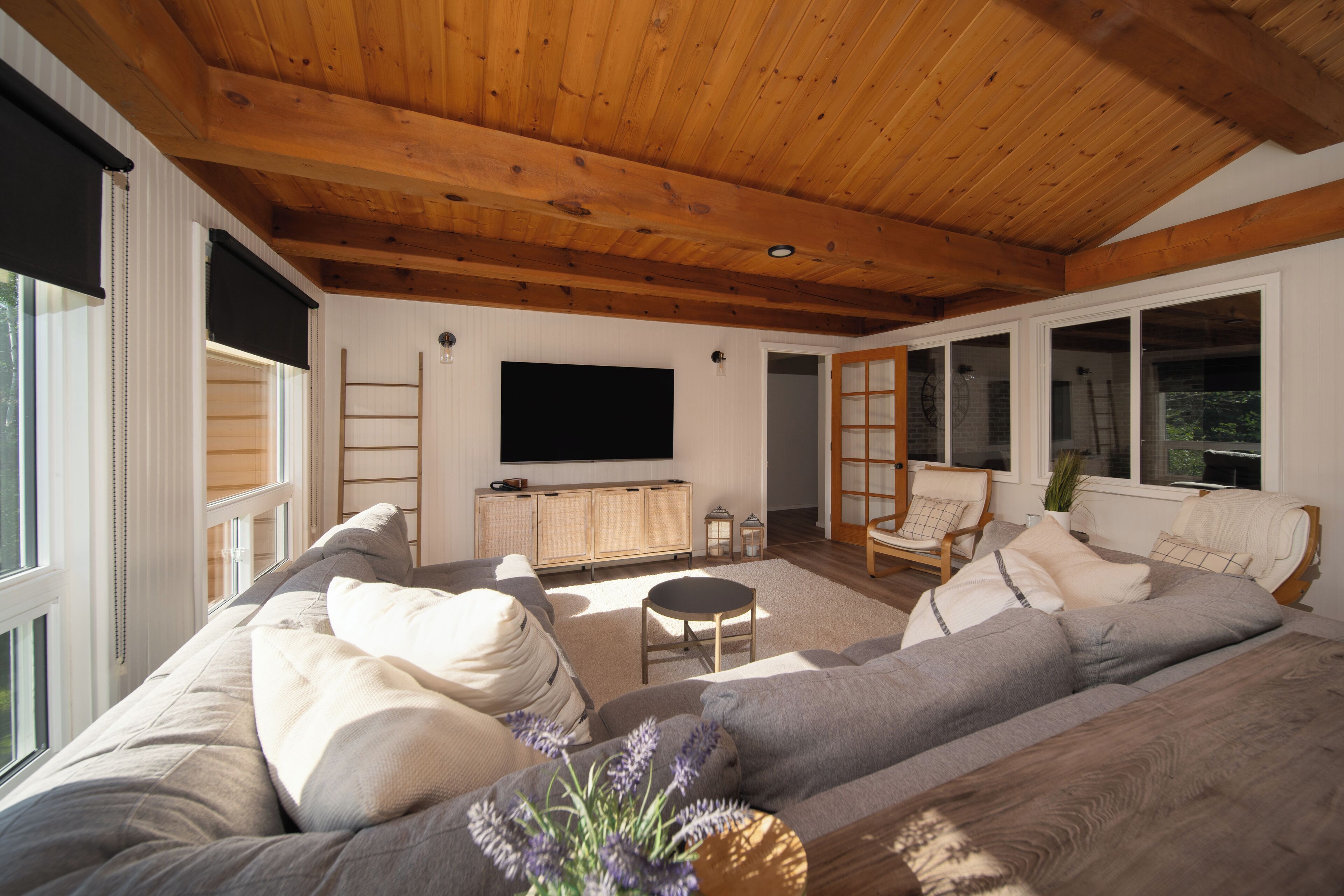 Televisión y chimenea 