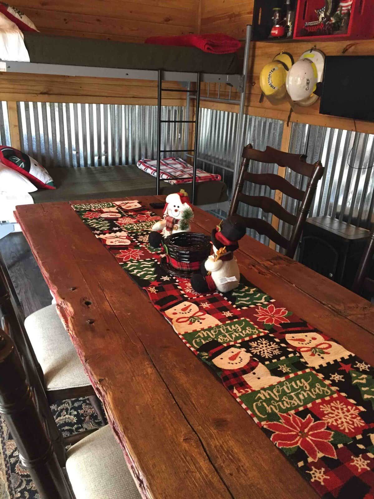 Christmas-ready for Santa with decorations on the table of the Bunker  