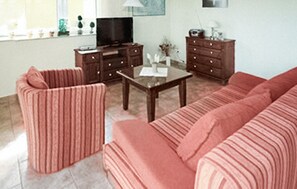 TV, fireplace - Stunning apartment in Röbel with lake view (Röbel)