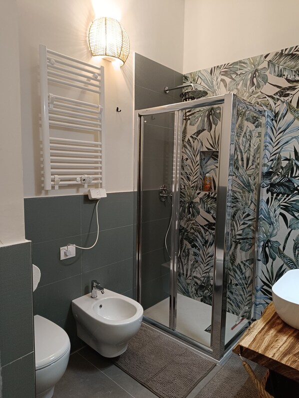 Dusche, Haartrockner, Bidet, Handtücher