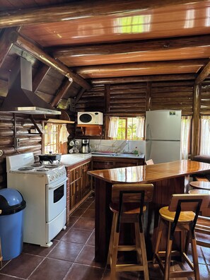 Private kitchen - Rustic Chalet Cabin for 6•Private Pool-Gym Access (La Fortuna)