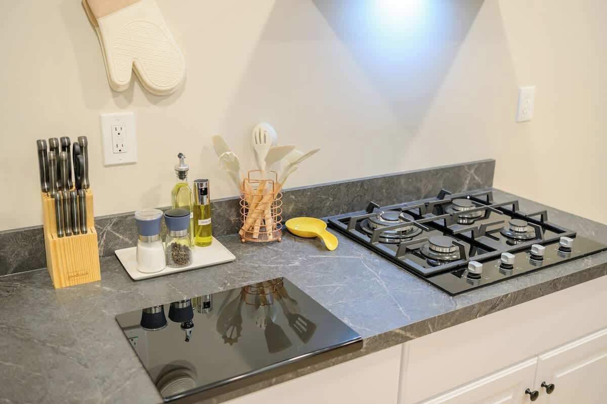 Fridge, microwave, stovetop, dishwasher