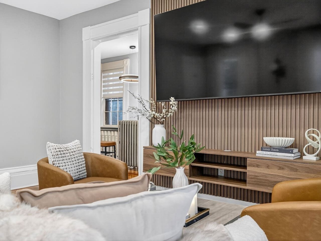 Smart TV, video games, foosball, books