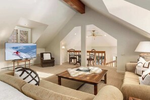 TV, fireplace, offices