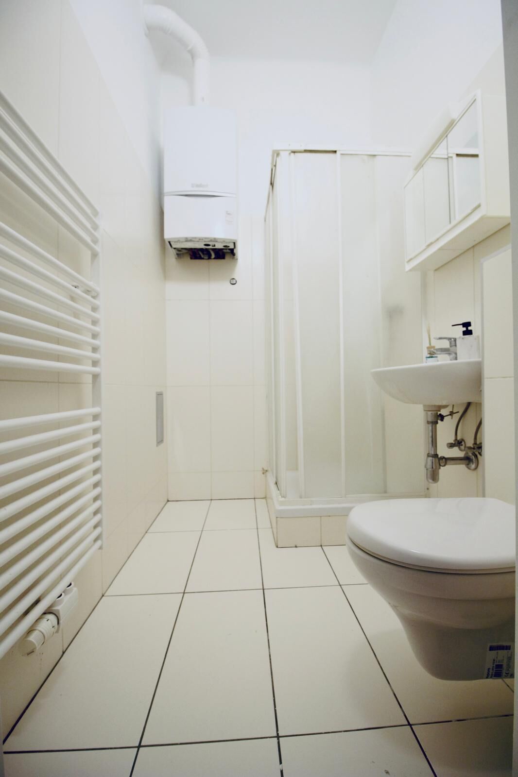 Basic Apartment | Bathroom | Shower, free toiletries, hair dryer, towels