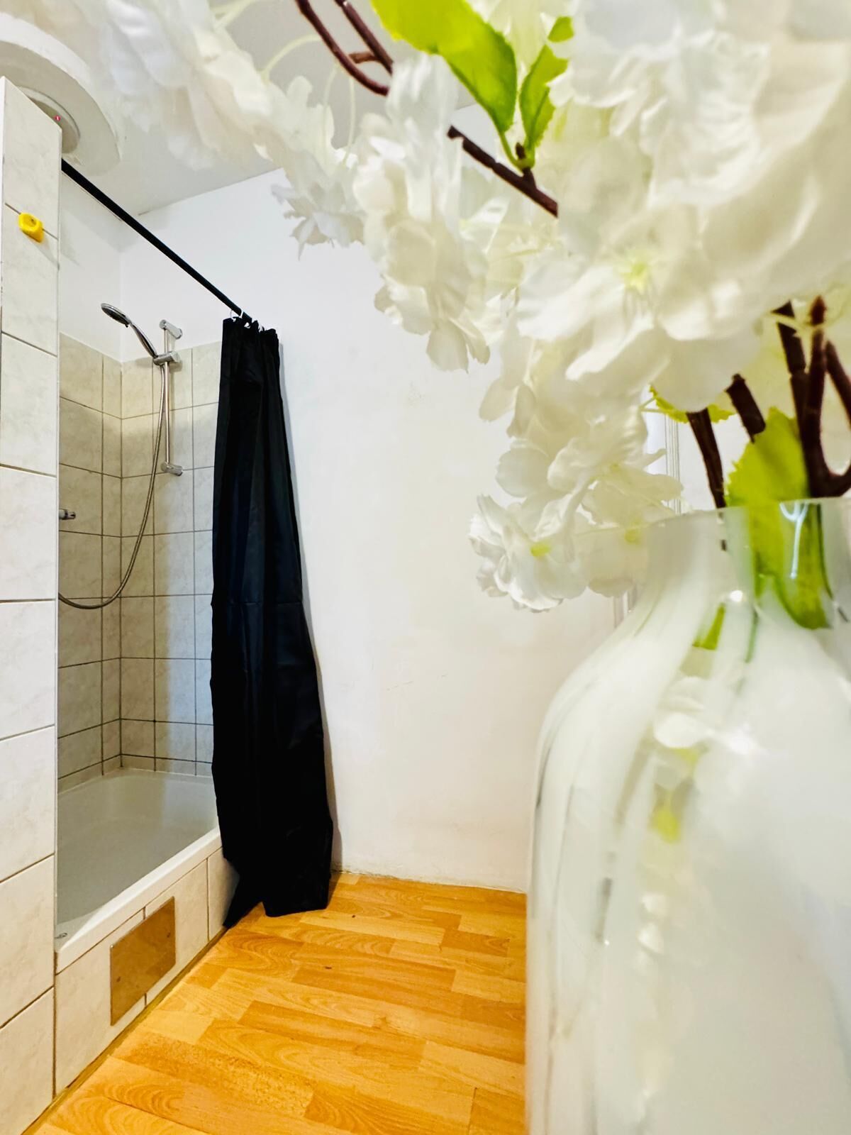 Basic Apartment | Bathroom | Shower, free toiletries, hair dryer, towels