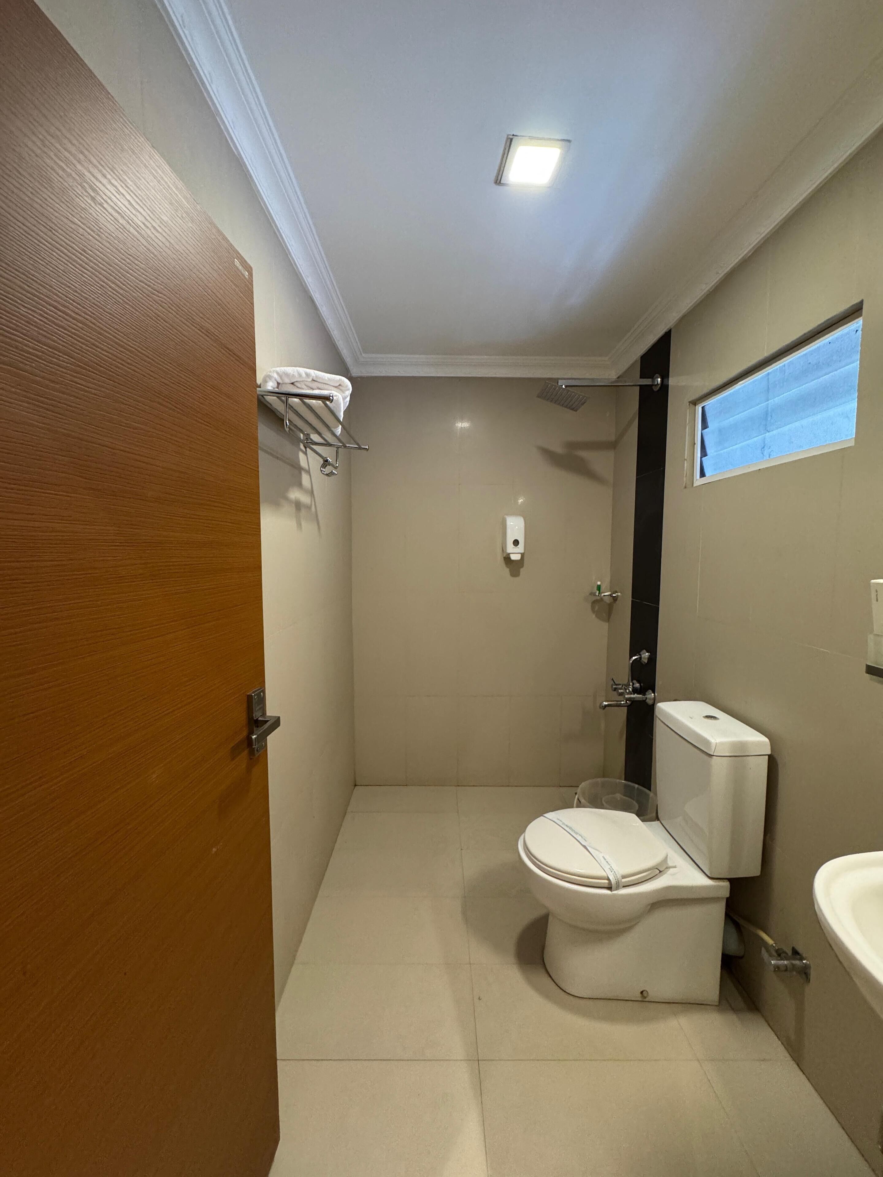 Douche, articles de toilette gratuits, serviettes fournies, savon