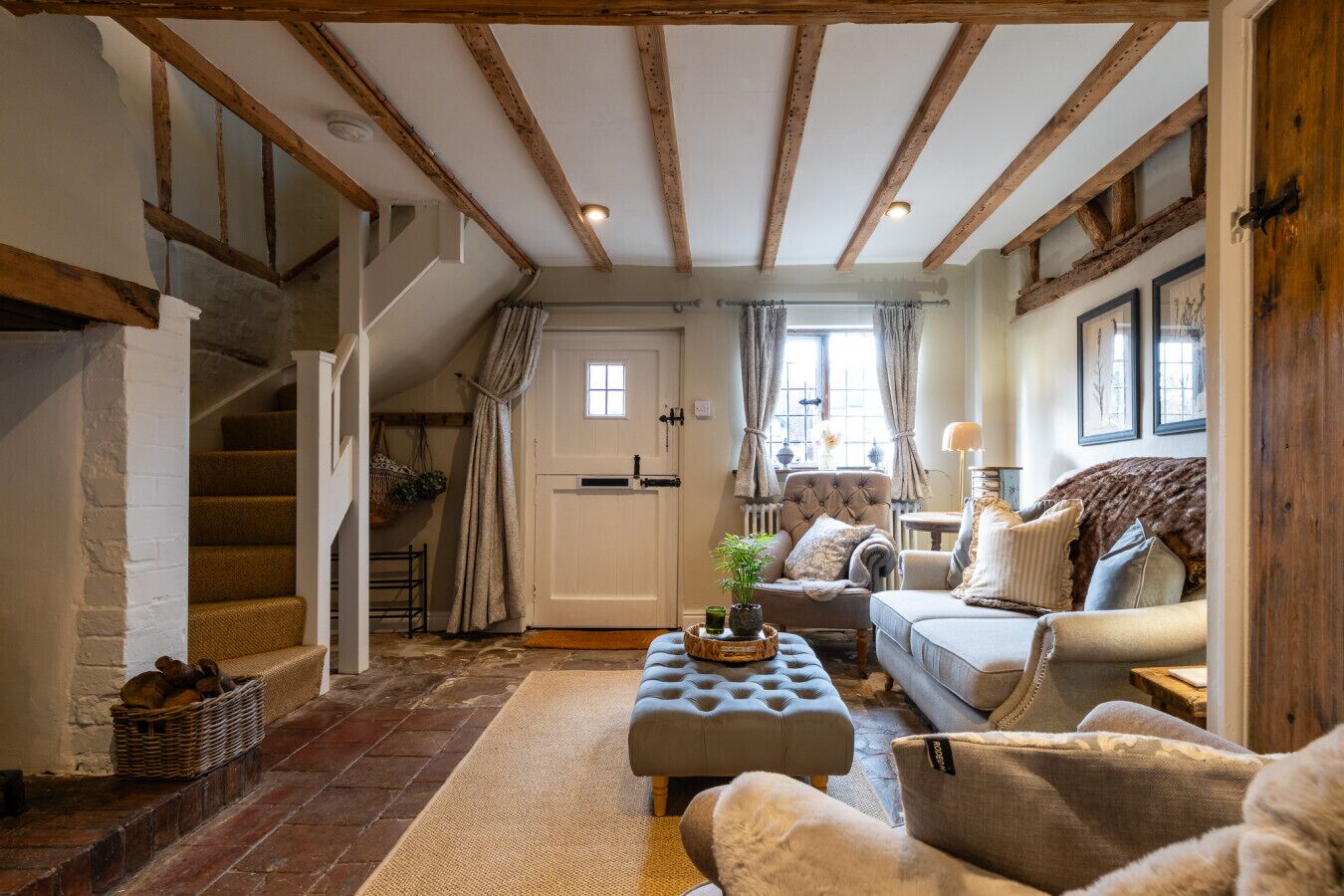 TV, fireplace, books