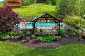 Outdoor pool - New Lux Smokies A-Frame Cabin! Spa, Hot Tub, Fire Pit, Pool & Mountain Vibes! (Sevierville)
