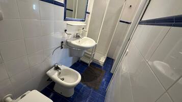 Douche, sĂšche-cheveux, bidet, serviettes fournies