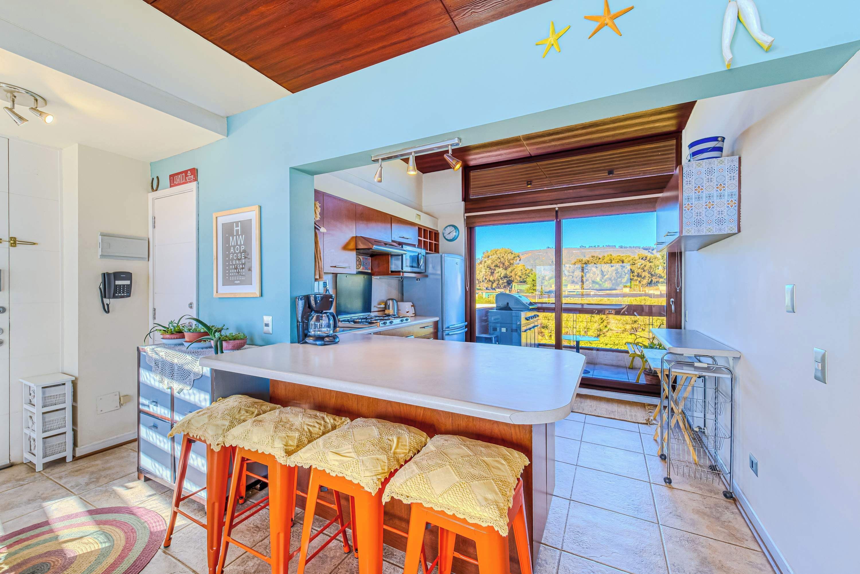 Fridge, microwave, stovetop, toaster