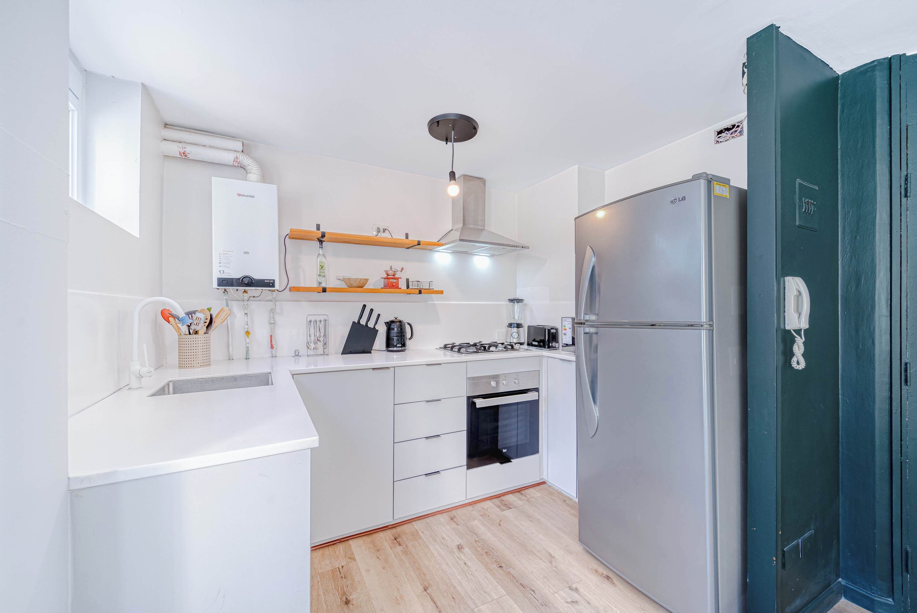 Fridge, microwave, stovetop, toaster