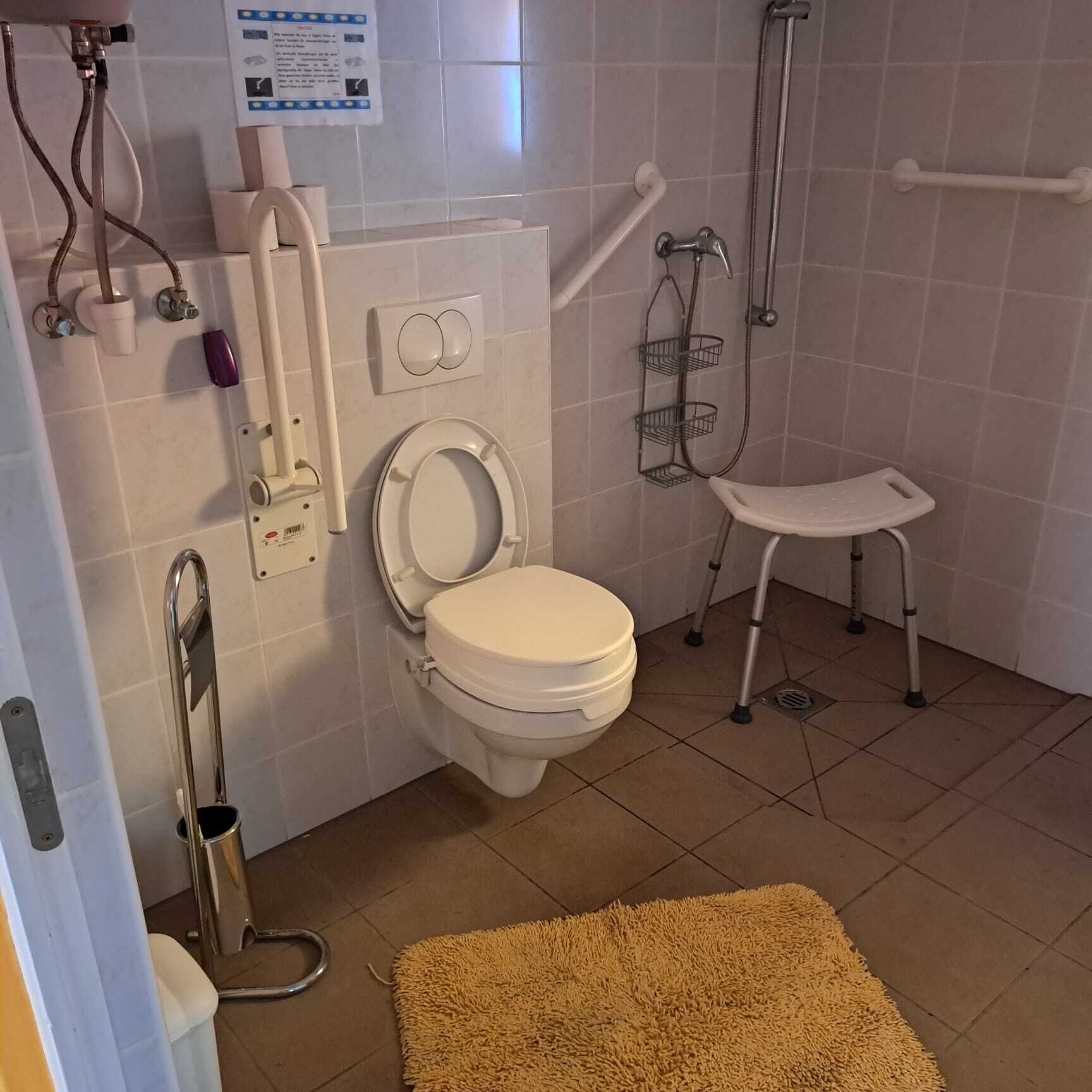 Hair dryer, towels, toilet paper