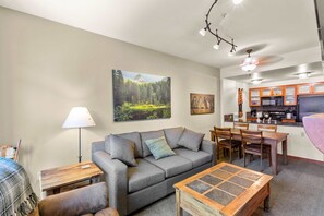 TV, fireplace, DVD player, offices - The Village #2408 - Village Center Cozy Getaway w Fireplace (Mammoth Lakes)