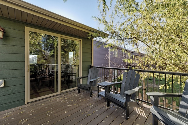 Seating for four on shaded deck