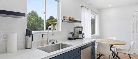 Fridge, microwave, oven, dishwasher