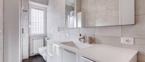 Regadera, secadora de cabello, bidet, toallas