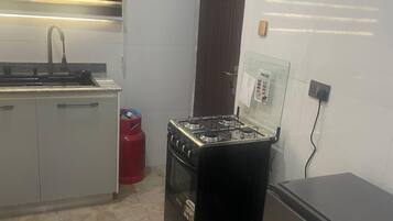 Apartment, City View | Private kitchen | Mini-fridge, microwave, oven, cookware/dishes/utensils