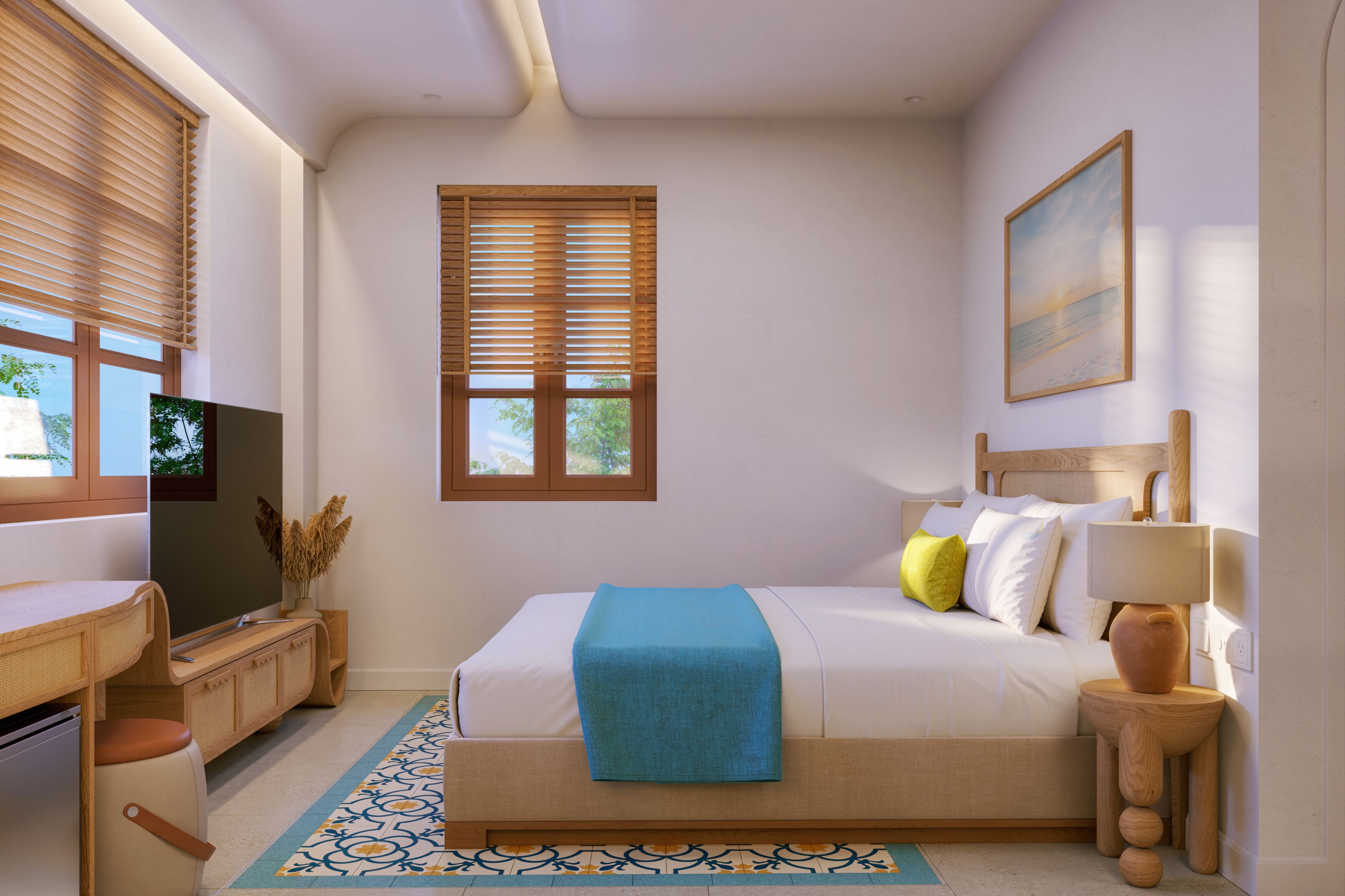 Executive Double or Twin Room, Partial Ocean View | Desk, laptop workspace, blackout drapes, soundproofing