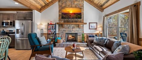 Fireplace, video games, books