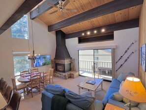 TV connectée, cheminée, jeux vidéo, livres