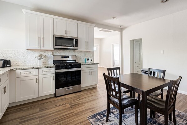Microwave, oven, stovetop, dishwasher