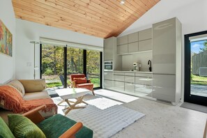 Smart TV, chimenea y estéreo 