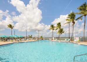 Outdoor pool, a heated pool - Waterfront 2BR Home w/ Dock + Golf Cart, Open Water Views in Venture Out (Cudjoe Key)