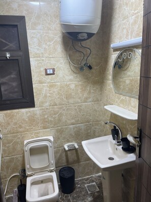 Hair dryer, towels, soap, toilet paper - Enjoyable 2-bedroom apartment with AC in vibrant Cairo Governorate (Cairo Governorate)
