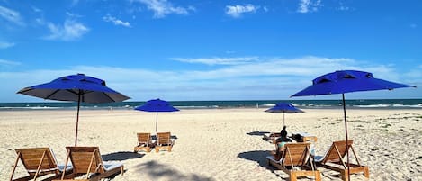 On the beach, white sand, beach bar