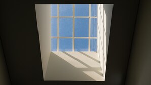 Un tragaluz con vista al cielo.