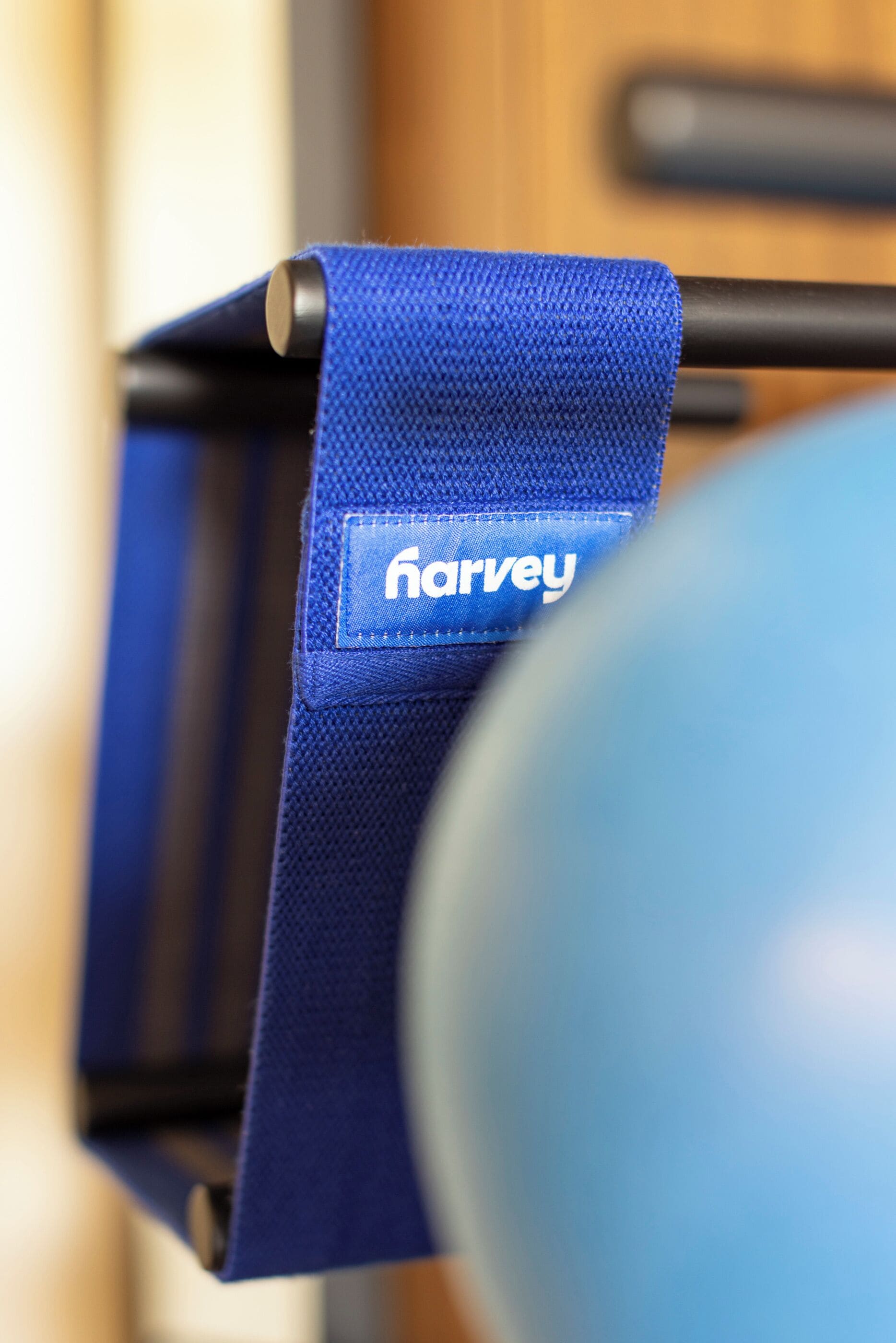 Sininen kangas, jossa on sana »harvey».