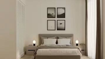 3 habitaciones, tabla de planchar con plancha, internet y ropa de cama