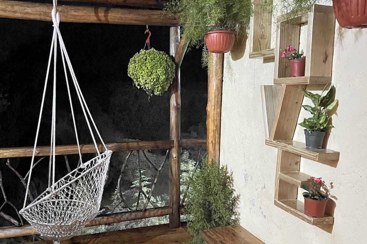 Cabaña estándar, vista al jardín | Terraza o patio