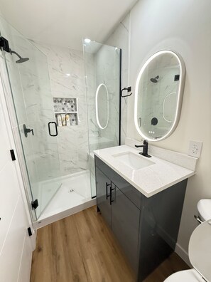 Shower, hair dryer, towels, shampoo - West Edmonton Mall home nest (Edmonton)