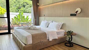 Deluxe-alpehytte - 1 kingsize-seng - terrasse - udsigt til have