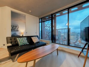 Living area - Gastown Unbeatable View 1 Bedroom High Rise Apartment Rooftop View of Downtown (Vancouver)