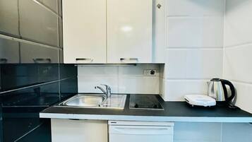 Basic Studio | Private kitchen | Mini-fridge, stovetop, cookware/dishes/utensils
